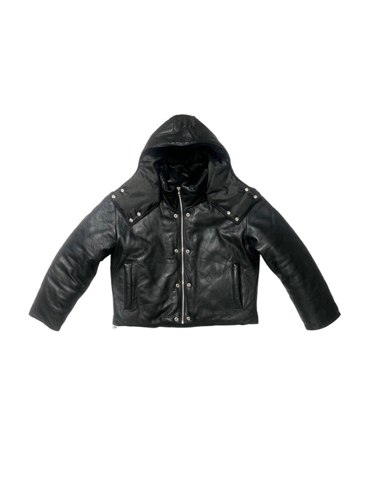 Leather Puffer Crop Coat