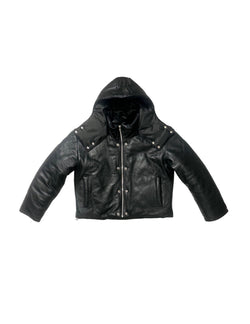 Leather Puffer Crop Coat