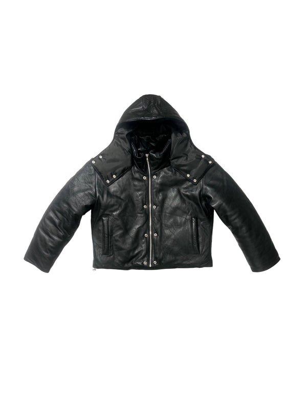 Leather Puffer Crop Coat