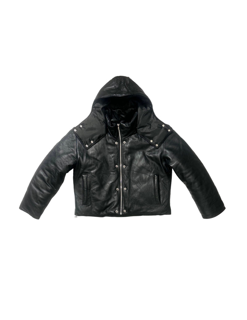 Leather Puffer Crop Coat