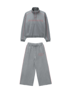 Gray tracksuit with red accents on a white background