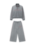 Gray tracksuit with red accents on a white background