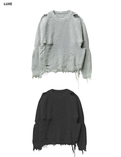 Distressed Crewneck Sweater