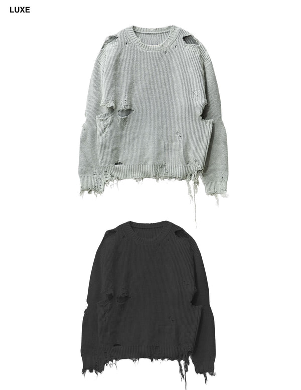 Distressed Crewneck Sweater