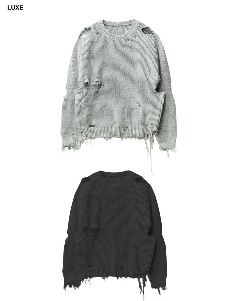 Distressed Crewneck Sweater
