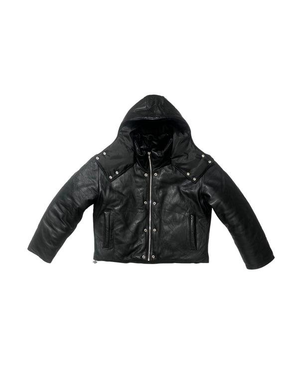 Leather Puffer Crop Coat