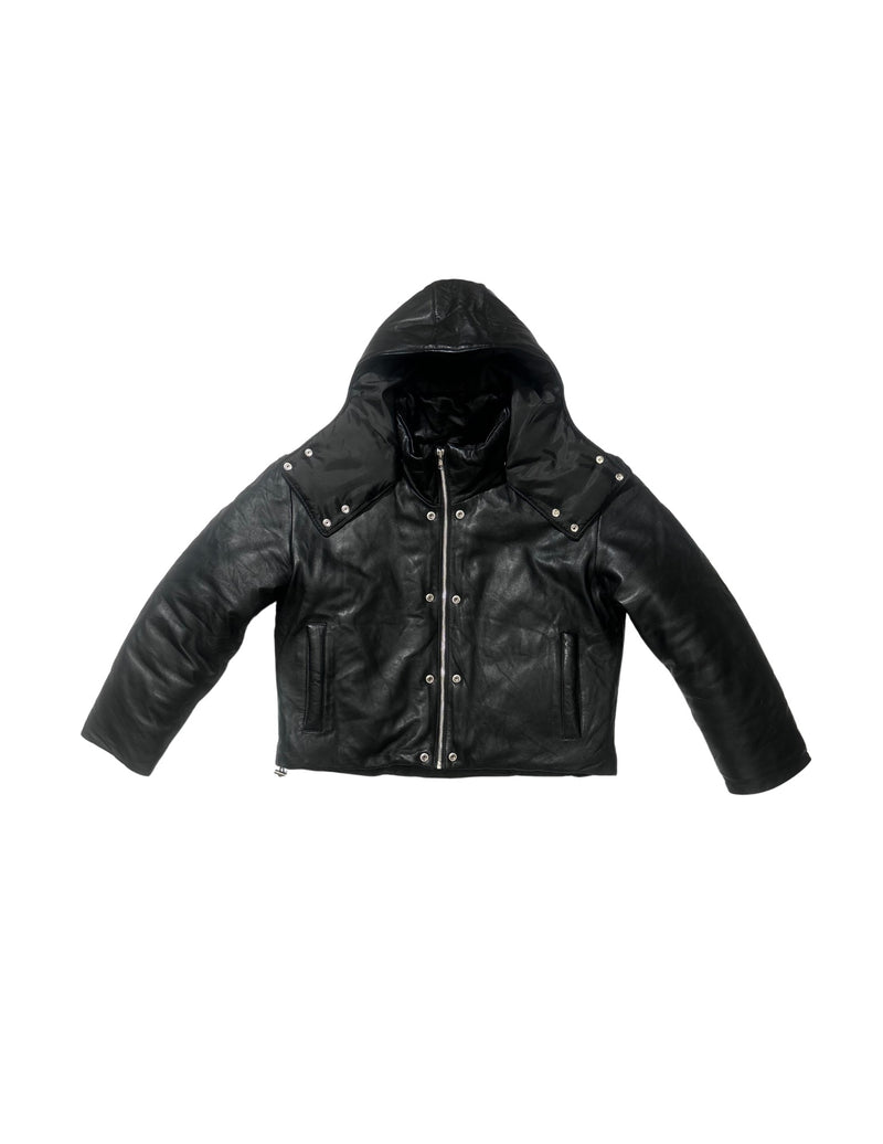Leather Puffer Crop Coat
