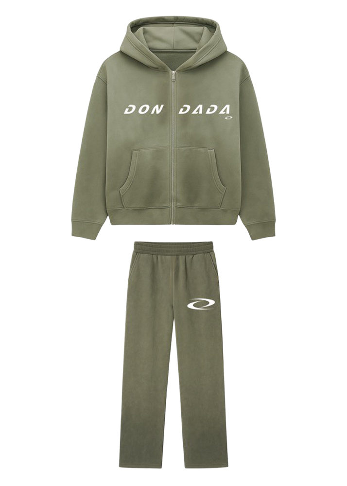 DADA 2.0 Zip Up Sweatsuit (Olive/White)